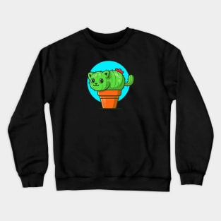 Cute Cat Cactus Cartoon Illustration Crewneck Sweatshirt